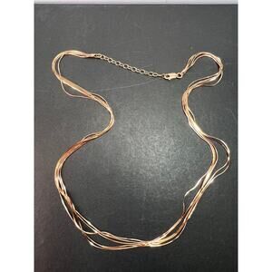 NEW Italian rose gold over sterling silver multi row chain necklace-18 inch